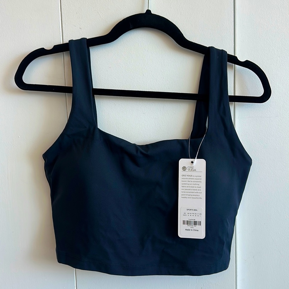 NWT CRZ YOGA Butterluxe Womens Square Neck Longline Sports Bra - Workout Top
